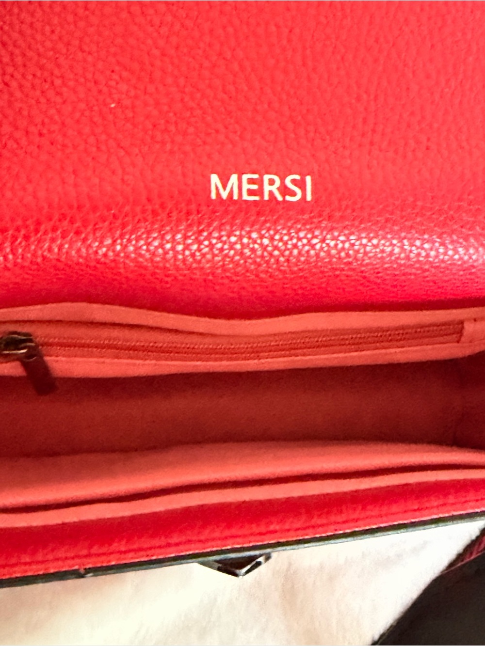 MERSI Red Studded Leather Crossbody Bag with Decorative Strap - Picture 5 of 8